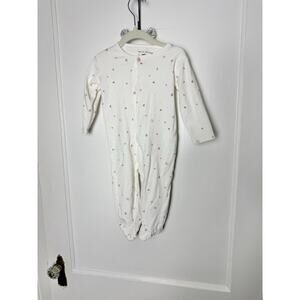 Petite Maison x Nono White Pink Organic Cotton Button Baby Sleeper Jumpsuit 9 MO